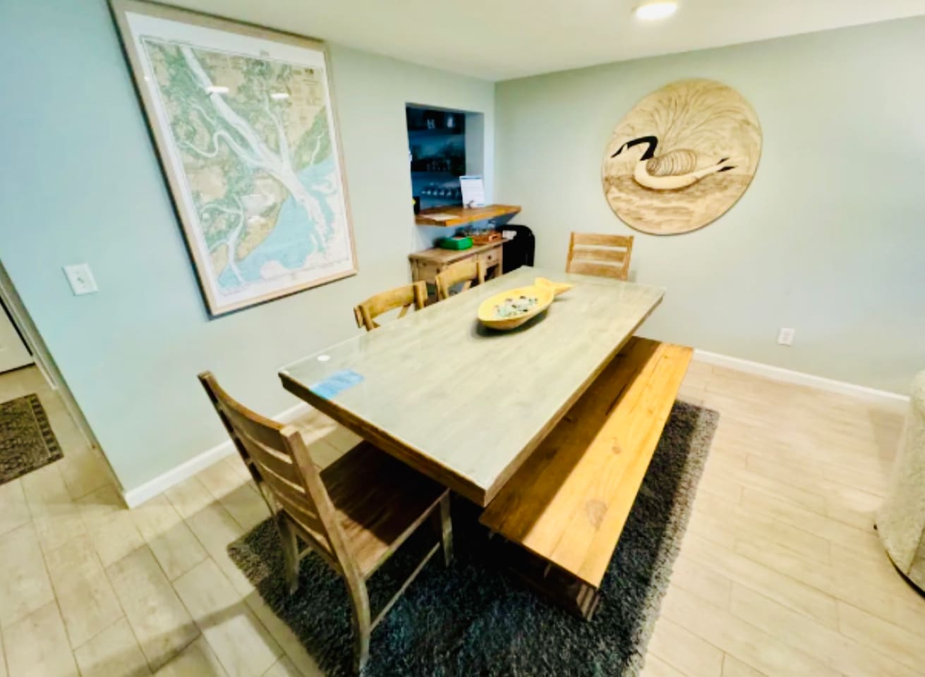 Dining table with bench seating