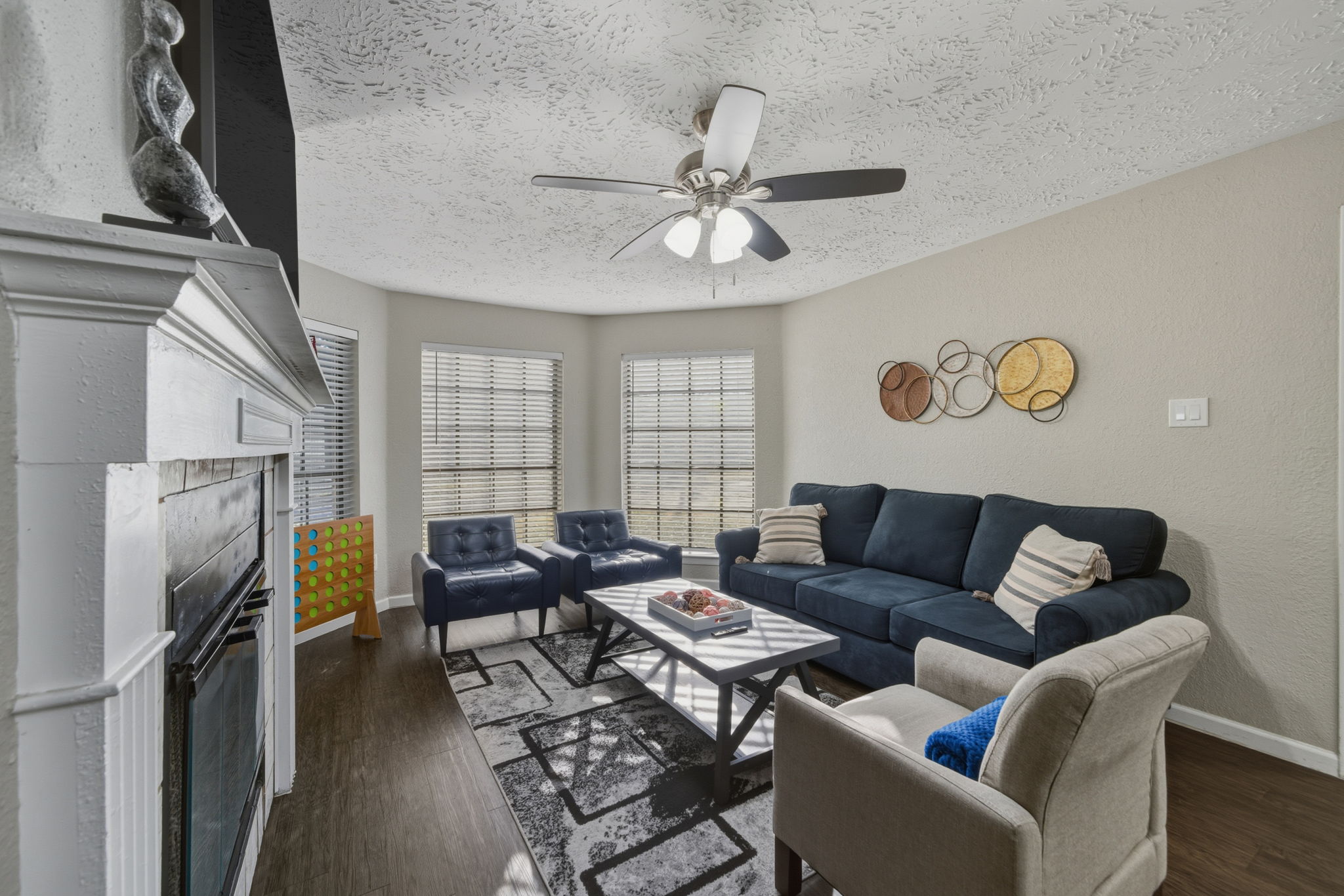 Spacious seating area for relaxing after a day in Houston.