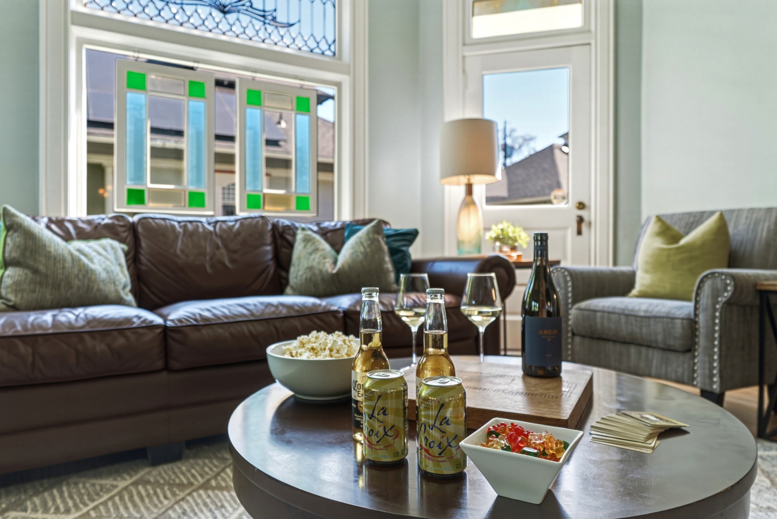 TV room with Smart TV, lounge seating, & kids games