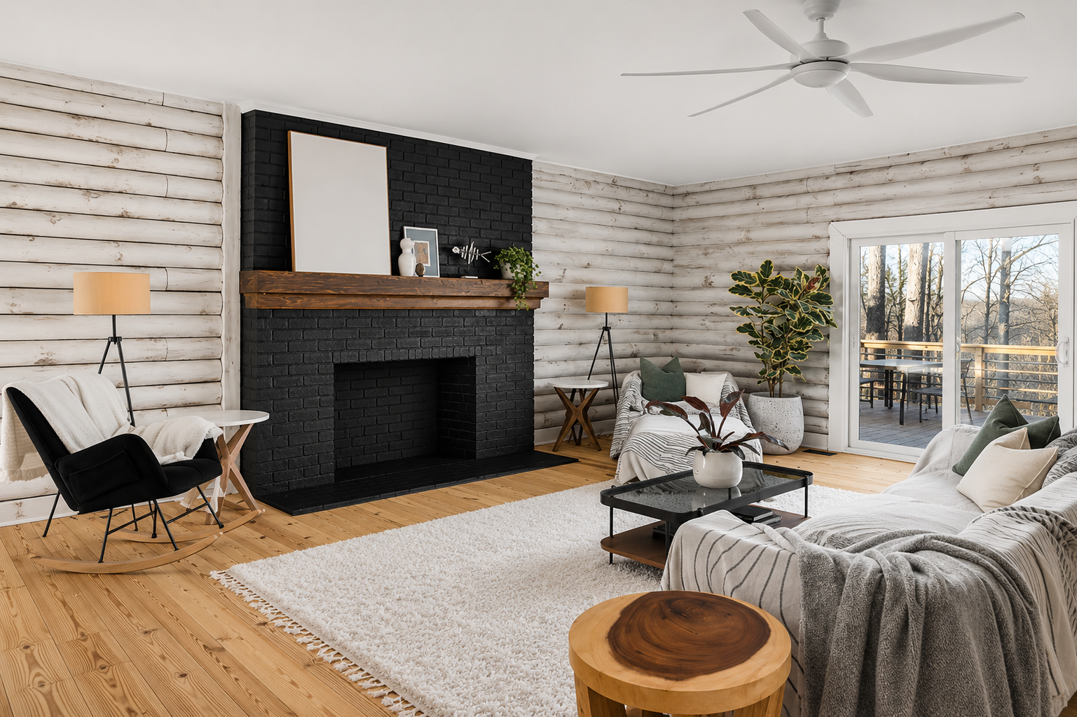 Living Room: Enjoy warm evenings by the chic amid stylish decor and inviting ambiance!