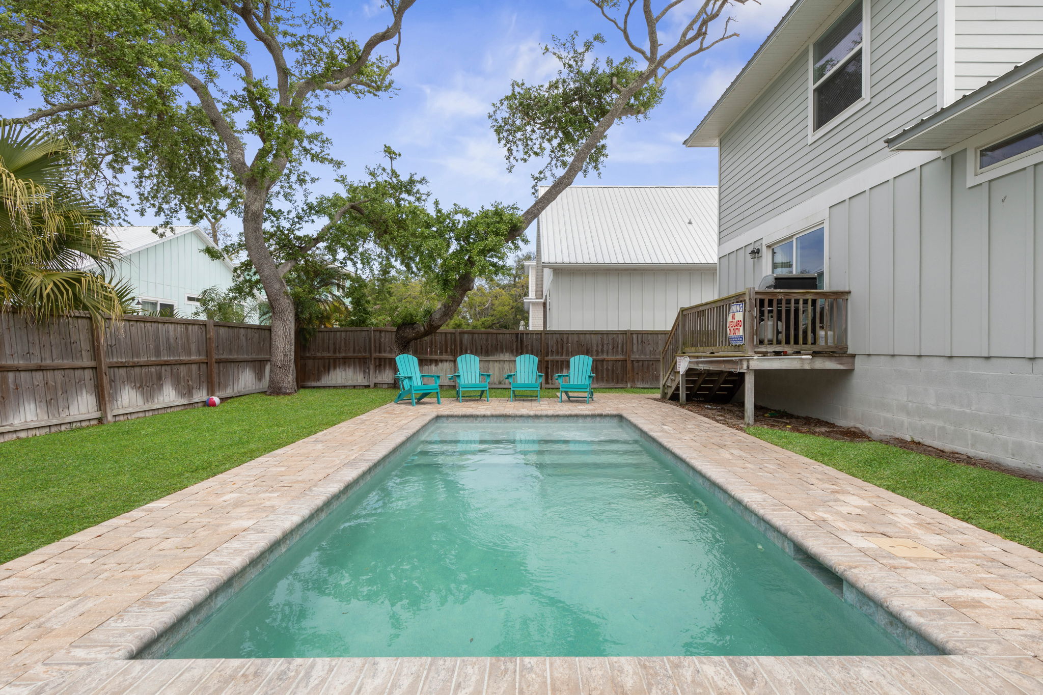 Spend the afternoon splashing in your private pool, claim a turquoise chair as the sun drops low, and let the backyard turn into the kind of easy, laughter-filled vacation memory everyone wishes they could take home.