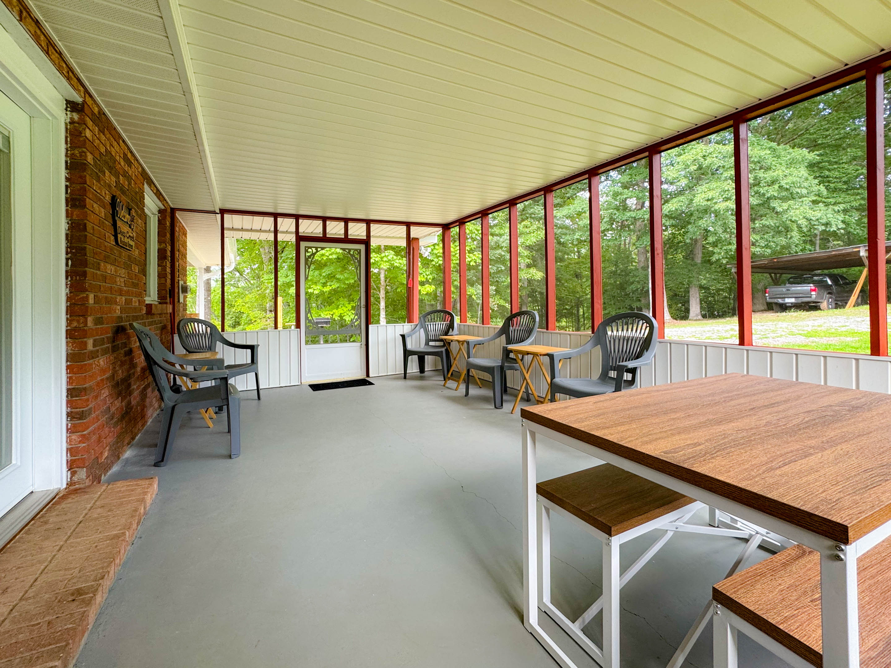 As you know bugs are common in the mountains depending on the season. No worries though the screened in porch will help limit the little flying pests. 