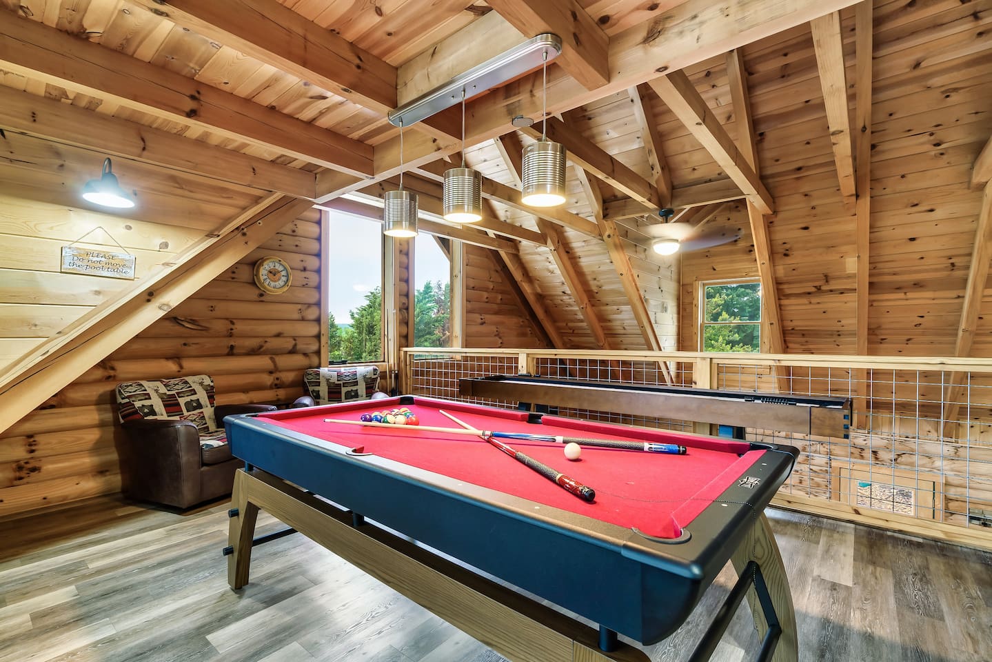 Loft area - pool table - shuffleboard