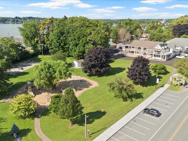 Your deck overlooks a beautiful park with a playground that is next to the property