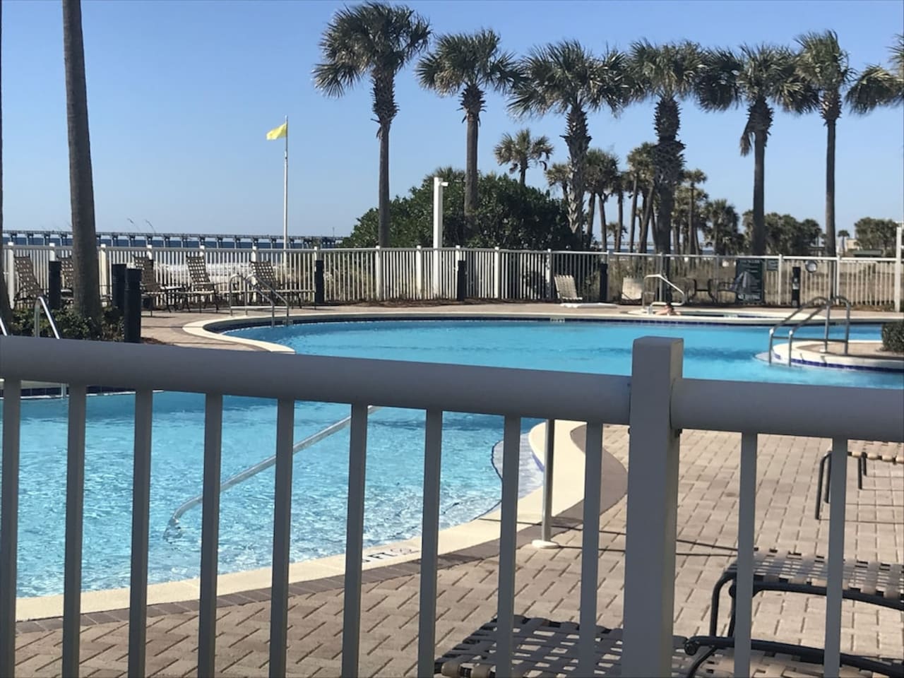 Beachside pool is heated seasonally