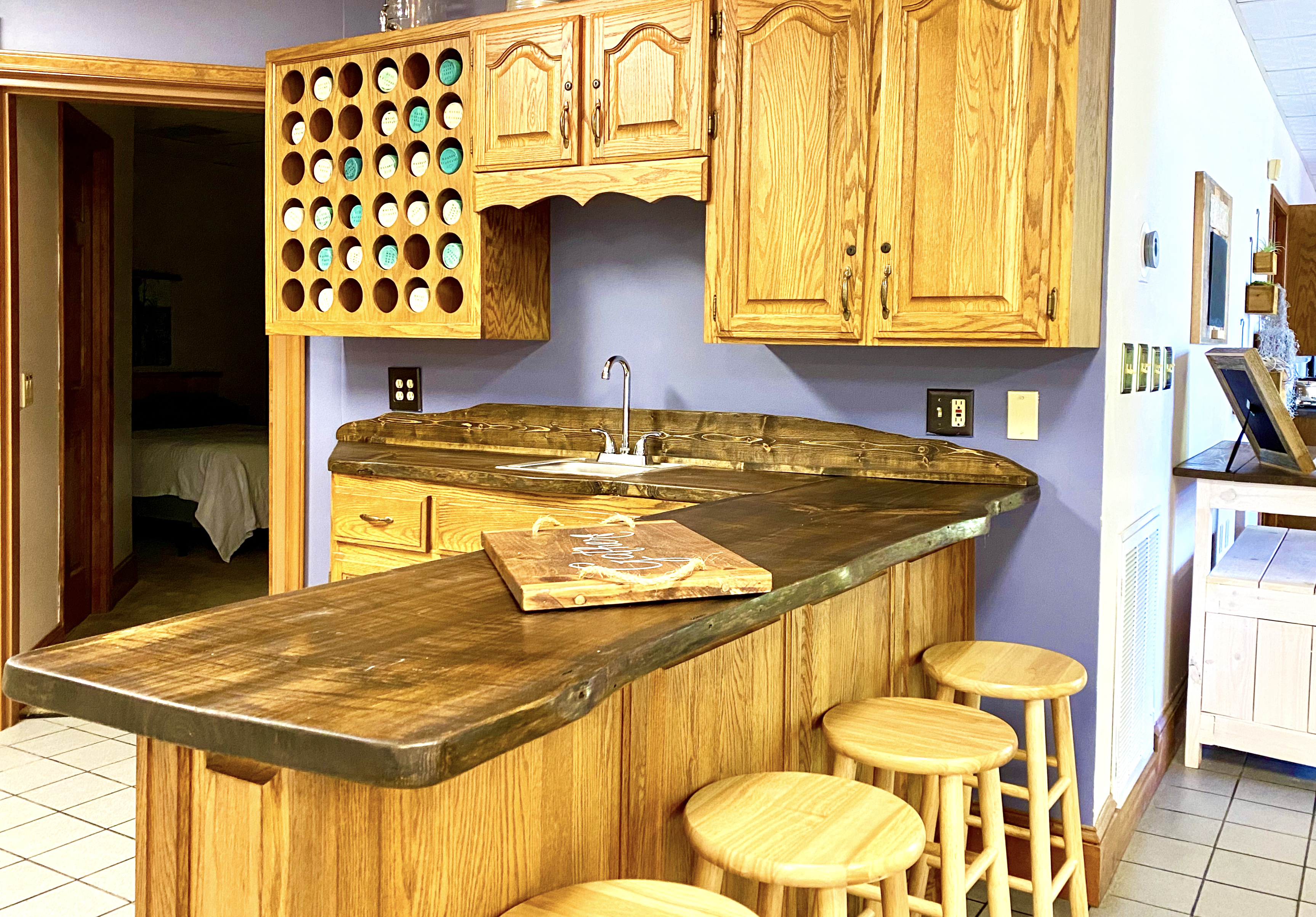 bar top on the lower level