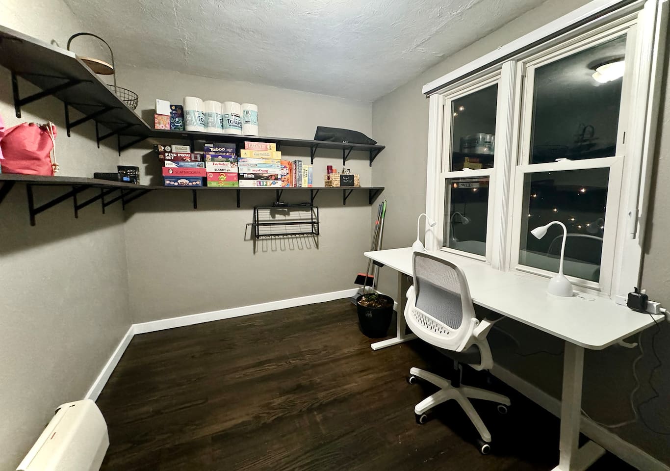 The Main Level Office and Mud Room accessible from both the Side Exterior Entrance and Dining Room offers lots of storage and an electric standing desk for your remote working needs. 