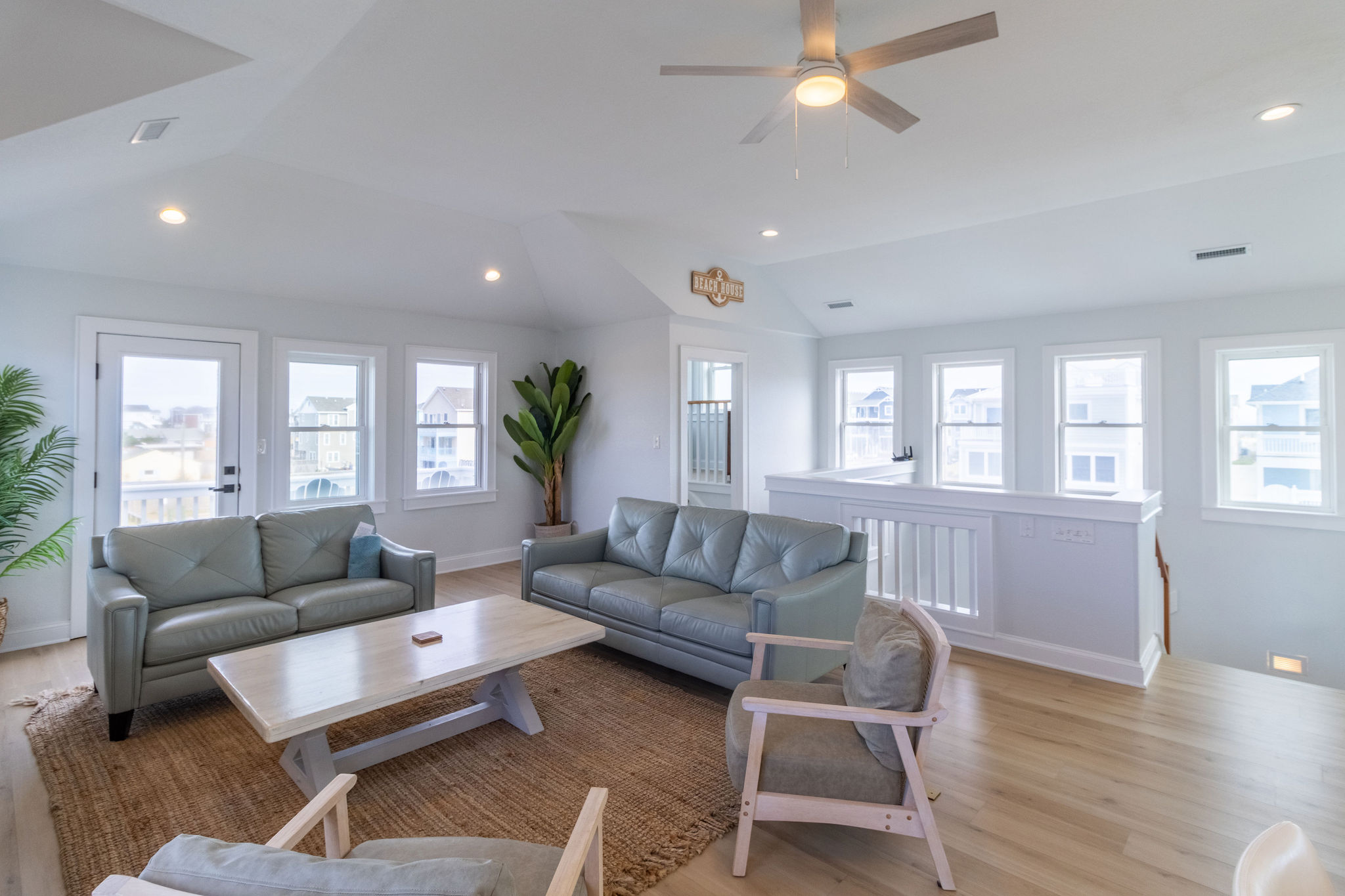 Comfy leather couches in the living room
