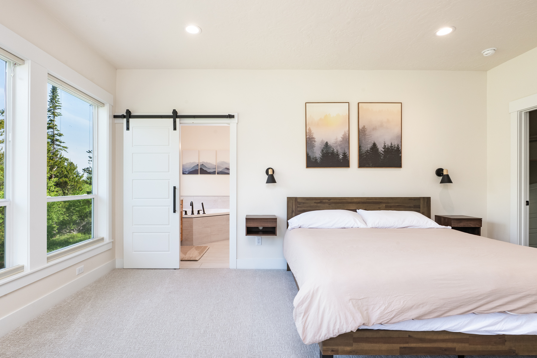 Awake to stunning views with our motorized shades.