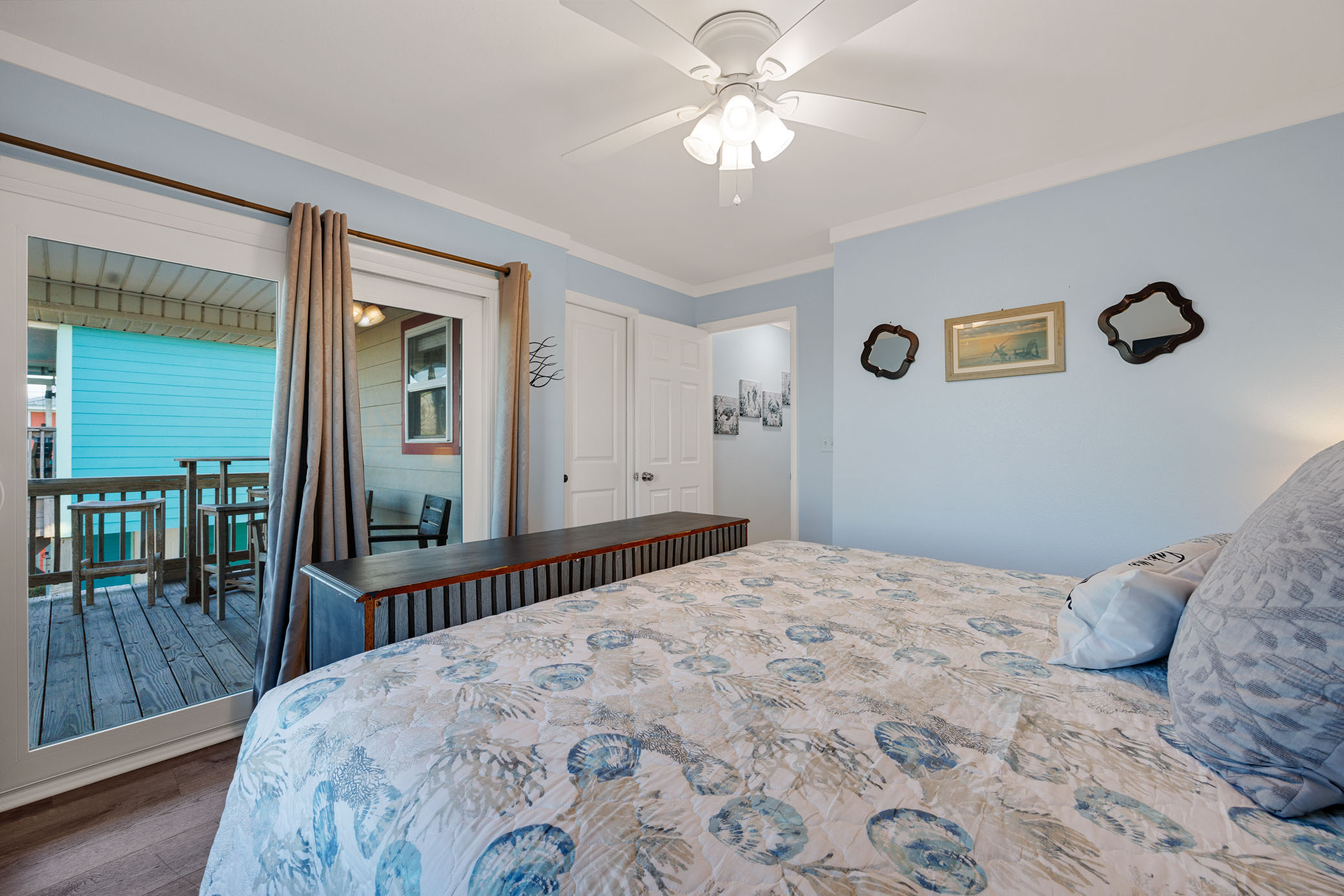 Master bed with private deck