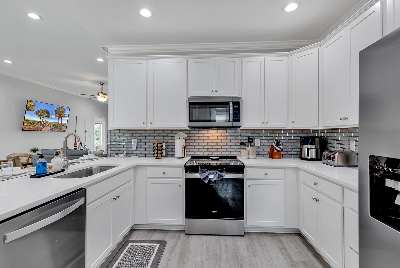 Welcome to our fully-equipped kitchen, where culinary adventures await. From morning coffees to gourmet dinners, every meal is a delight with all the essentials at your fingertips. Unleash your inner chef and savor the joy of cooking in this vibrant space.