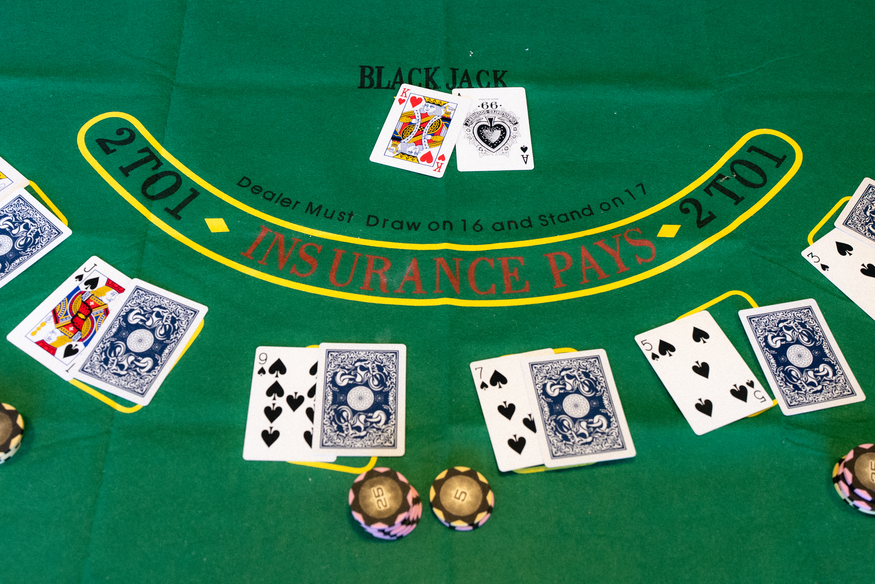 Test your luck and strategy with a classic game of blackjack.