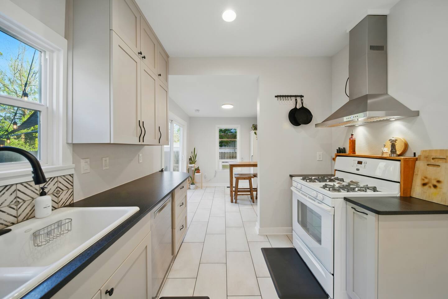 View into the breakfast nook from the kitchen.