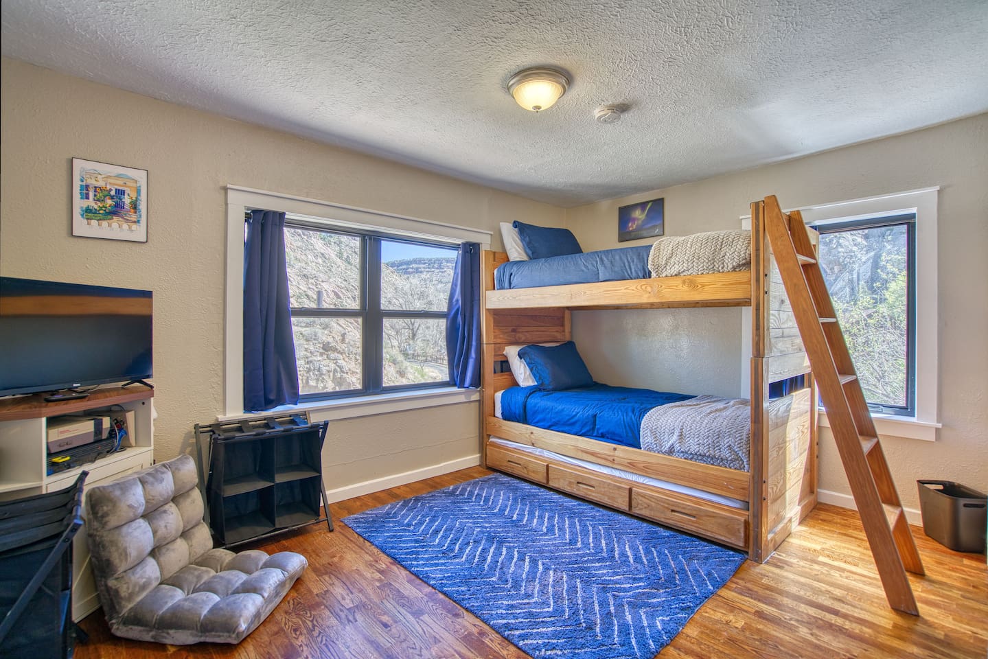 Upper North Bunk Beds. 2 Twins, Plus Twin Trundle