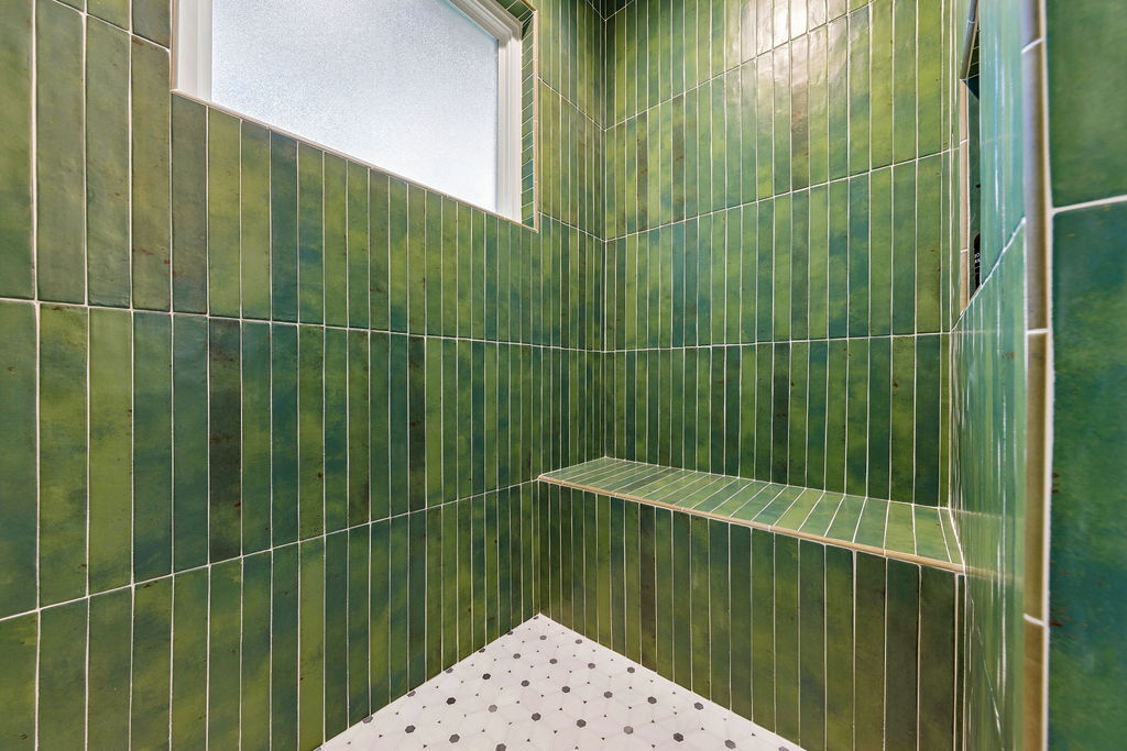 Huge walk-in shower with 2 shower heads (rain and wall) and spray wand - relaxation built right in