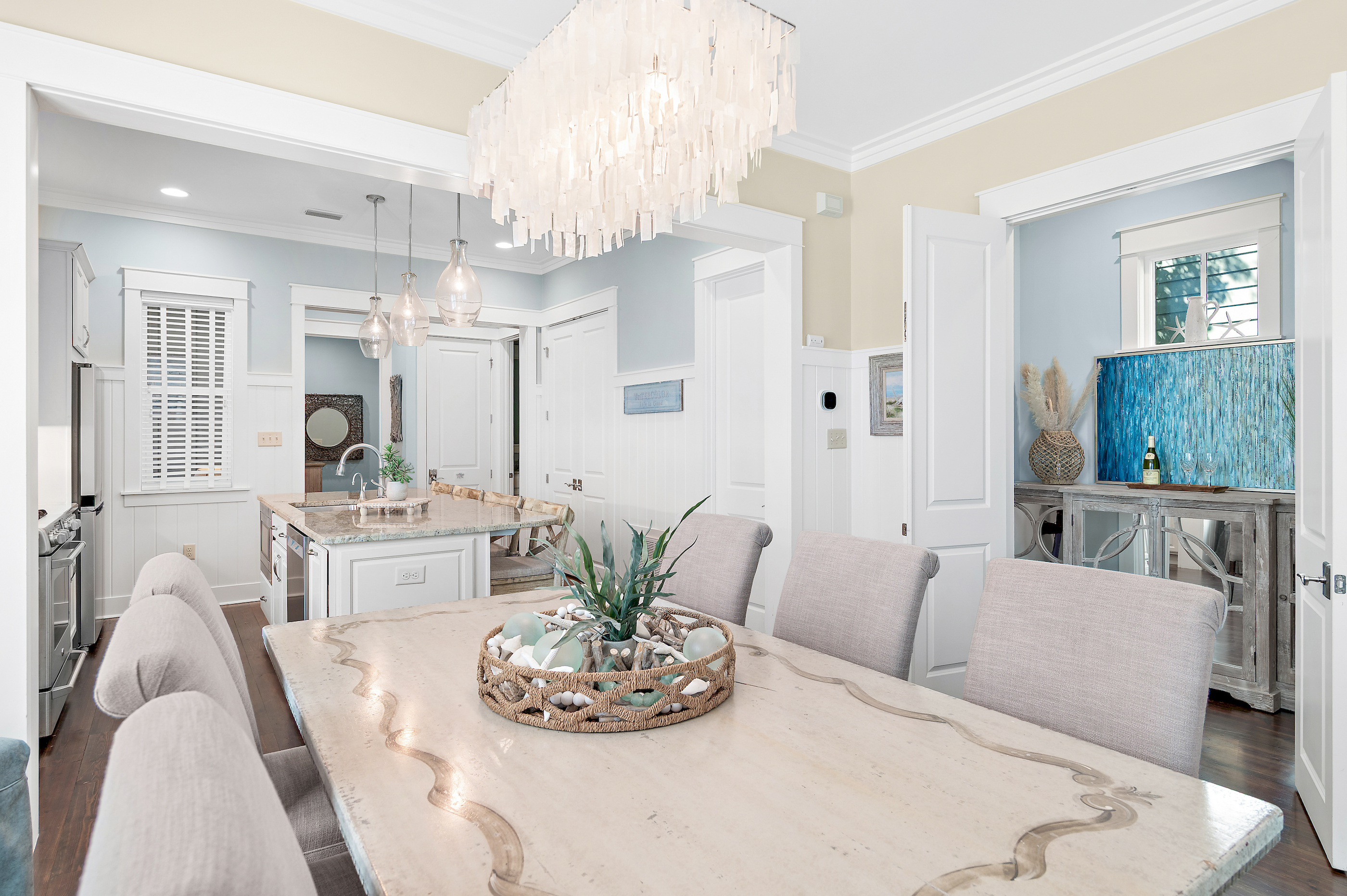 Spacious dining table for family meals, game nights, or celebrations.