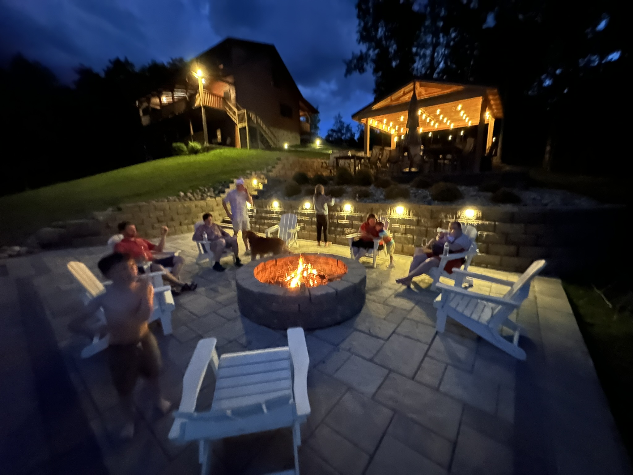 Firepit and lights