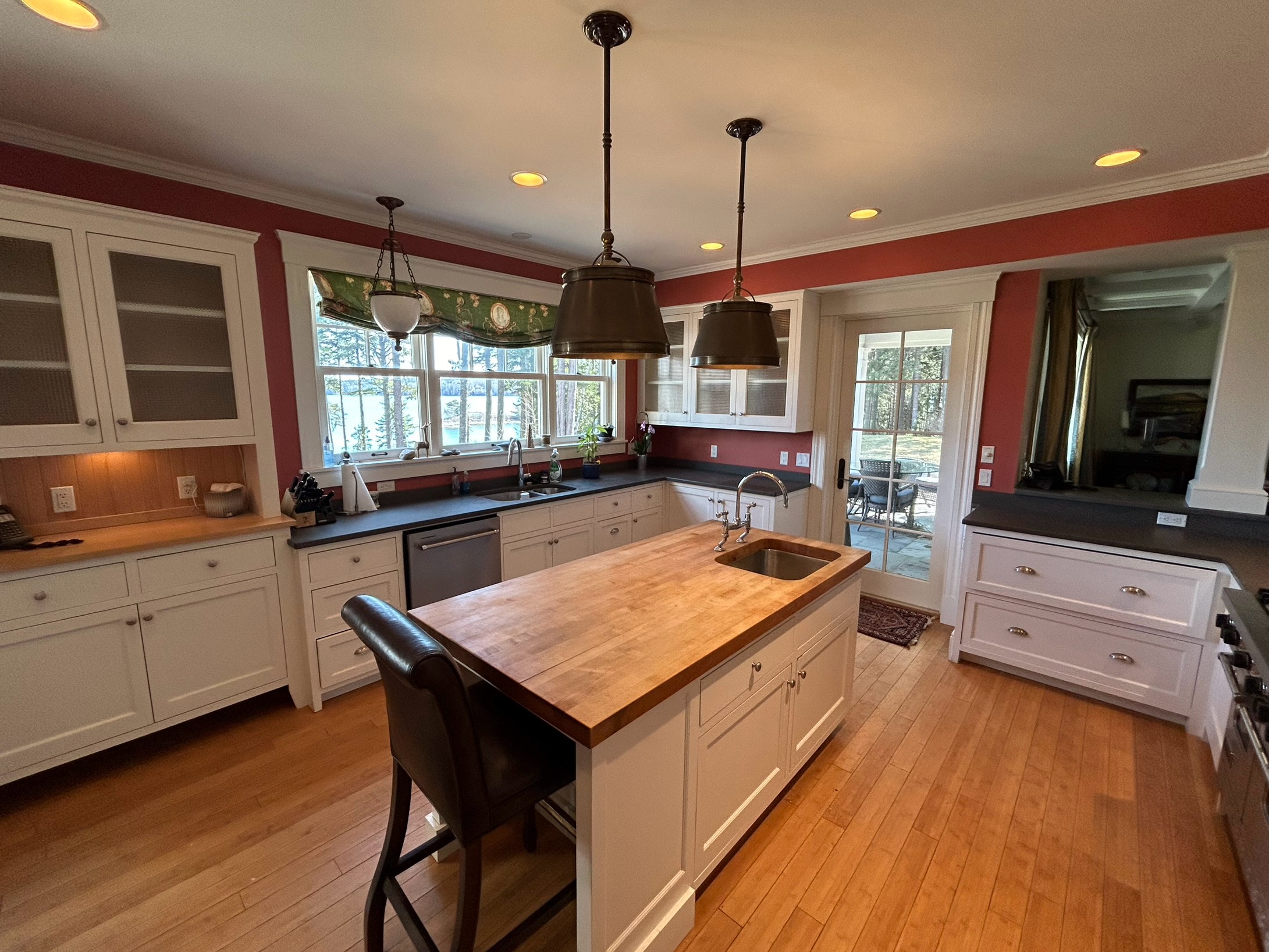 Fully equipped kitchen, two sinks, dishwasher, subzero fridge, coffee, pot, microwave, toaster, large custom pantry. Six burner Viking stove with griddle and two ovens