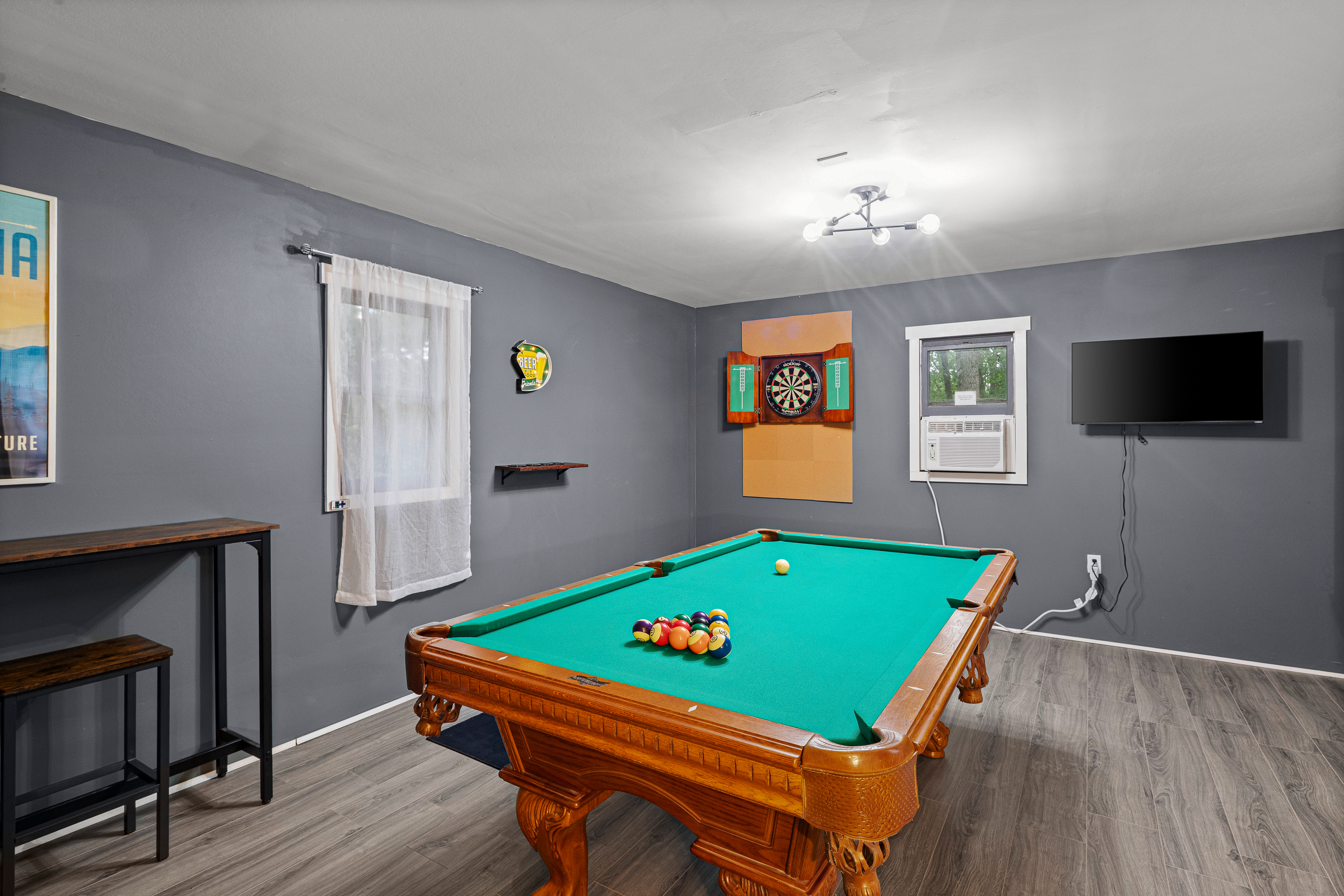 Shoot some pool or play a game of Cricket in our game room!