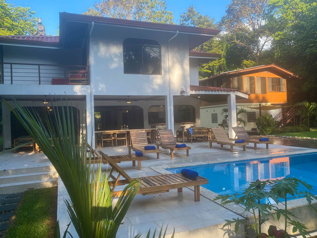 View of Casa Sirena in the foreground with pool and Casa Mono in the background.