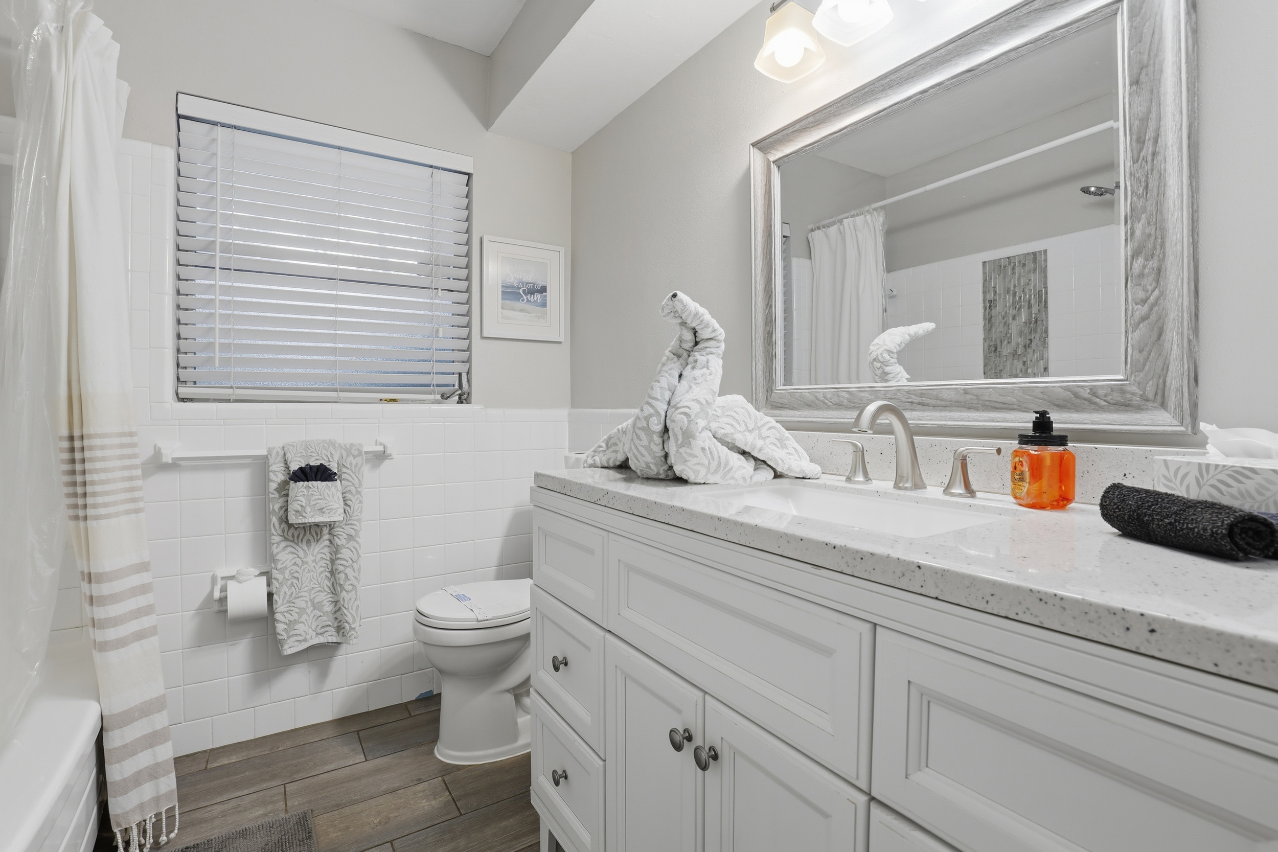 Guest bathroom with shower/tub combination