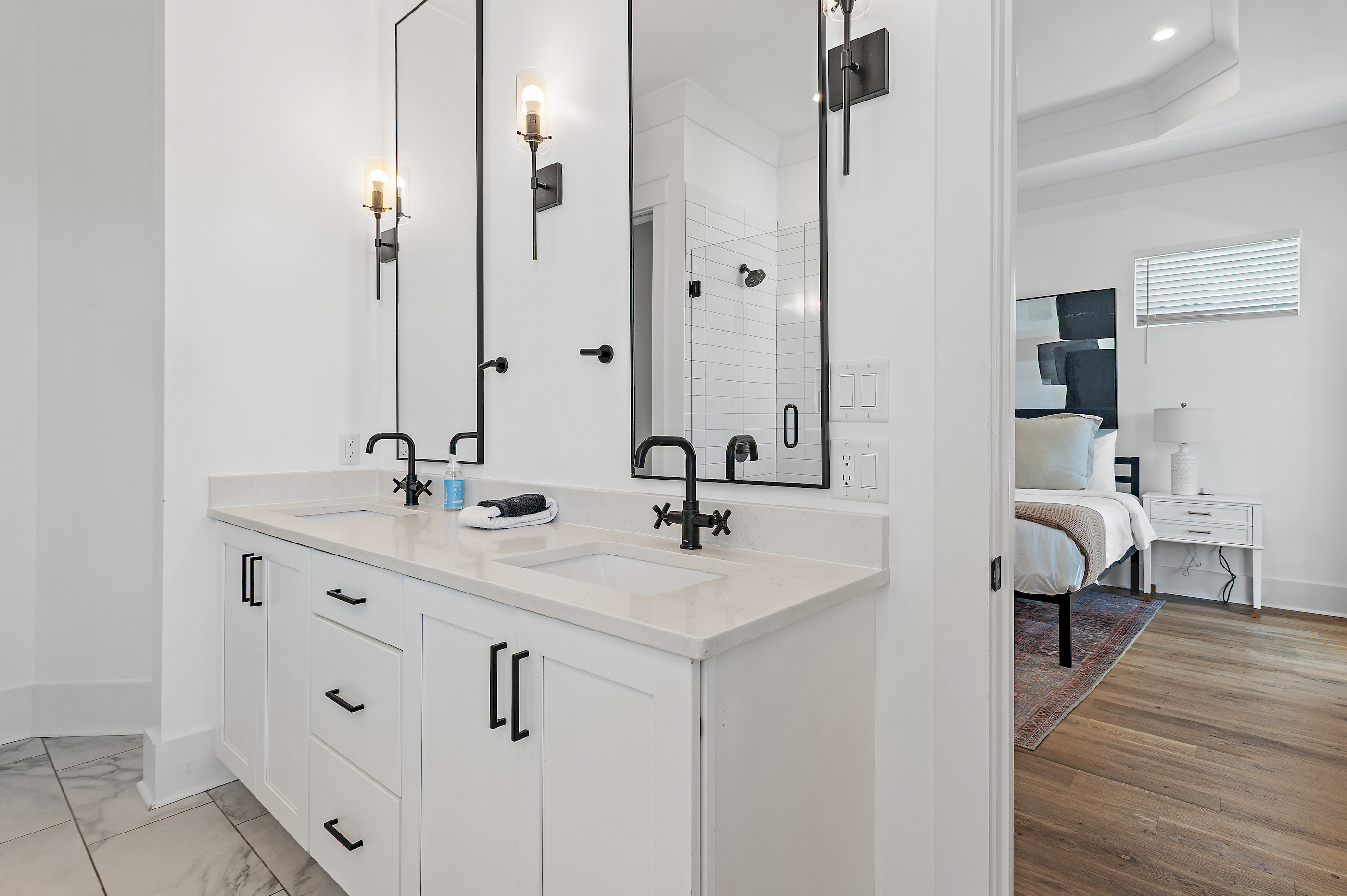 Spacious Vanity & Walk In Shower