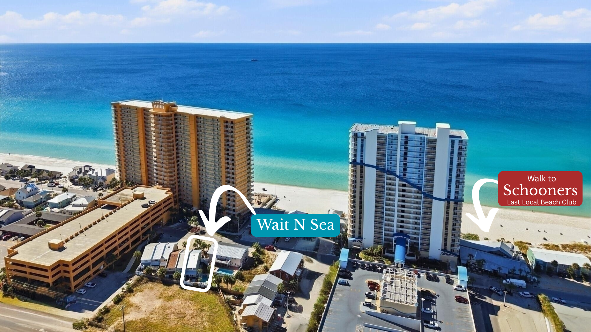 Walk to Schooners, one of the best restaurants in PCB