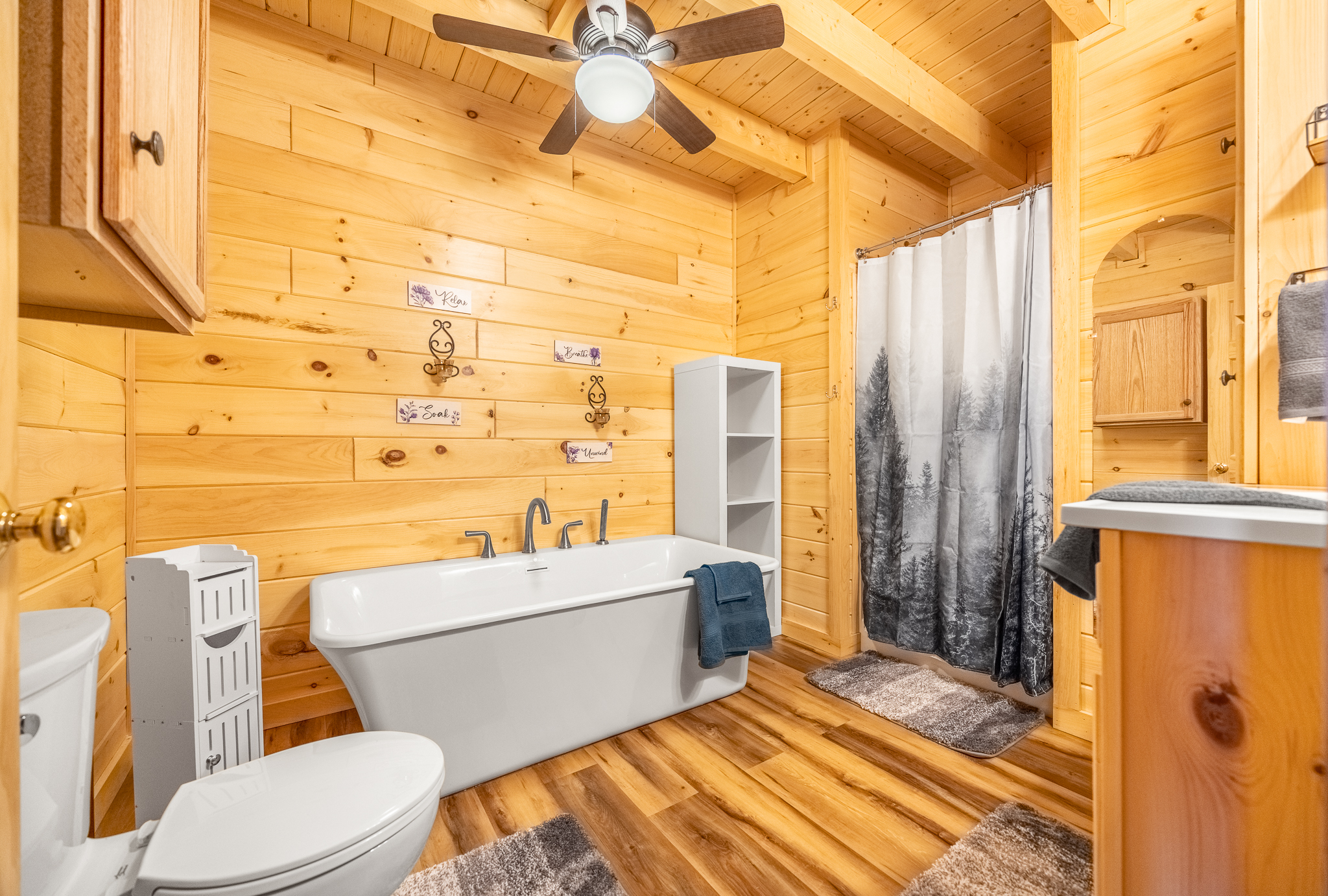 Main bathroom with soaking tub and shower