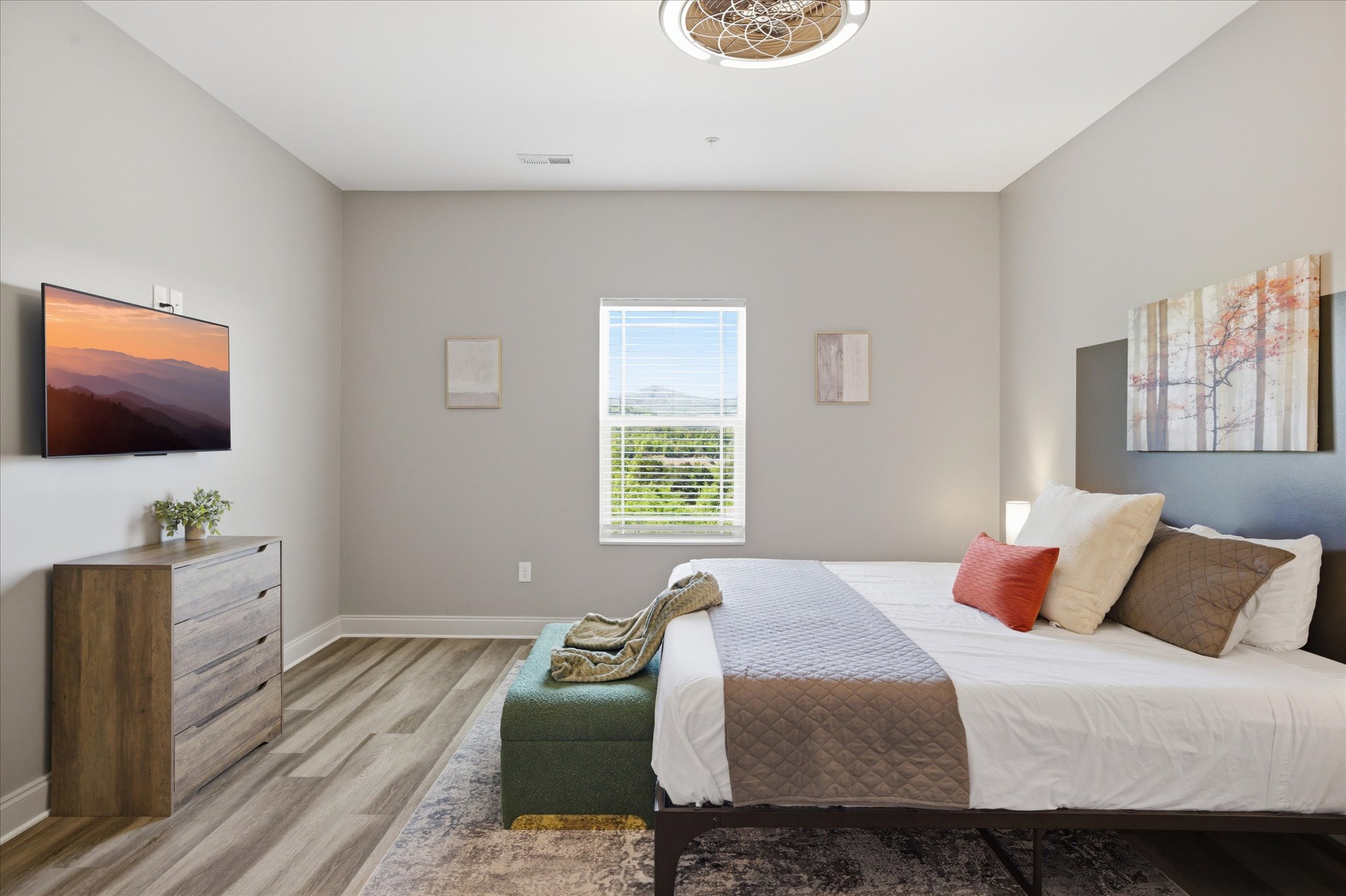 Settle in and stay awhile—clean, comfortable, and just the right kind of simple that makes it easy to fully relax.