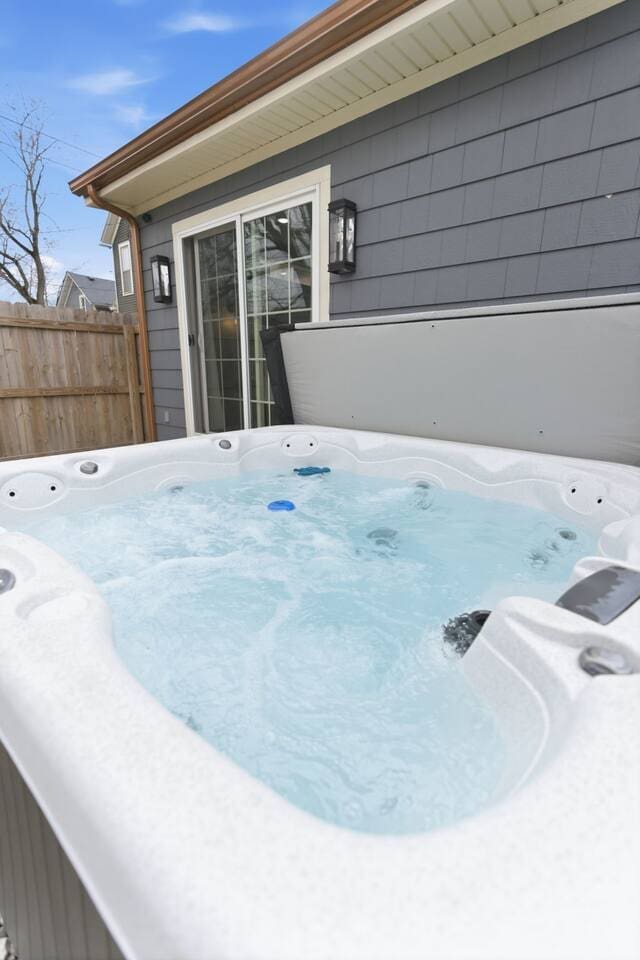 Close-up view of the bubbling hot tub, perfect for unwinding after a long day