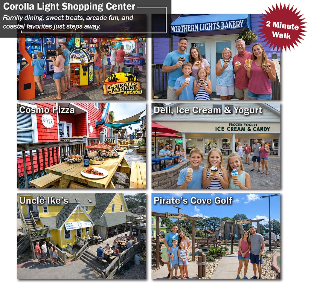 Convenient nearby shopping, dining, and local essentials just minutes from the beach club.
