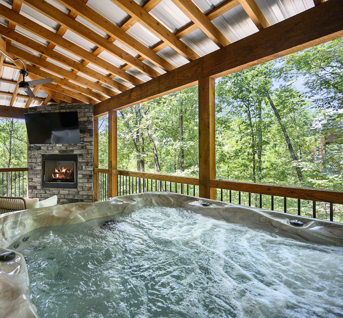 Our hot tub is perfectly placed to enjoy the beautiful surroundings 
