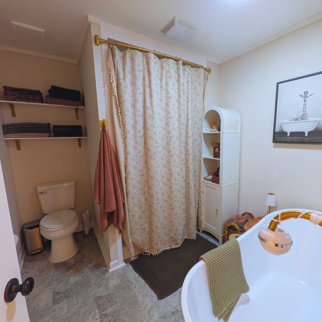 Enjoy a clean, refreshed bathroom space with soft towels and everything you need during your stay.