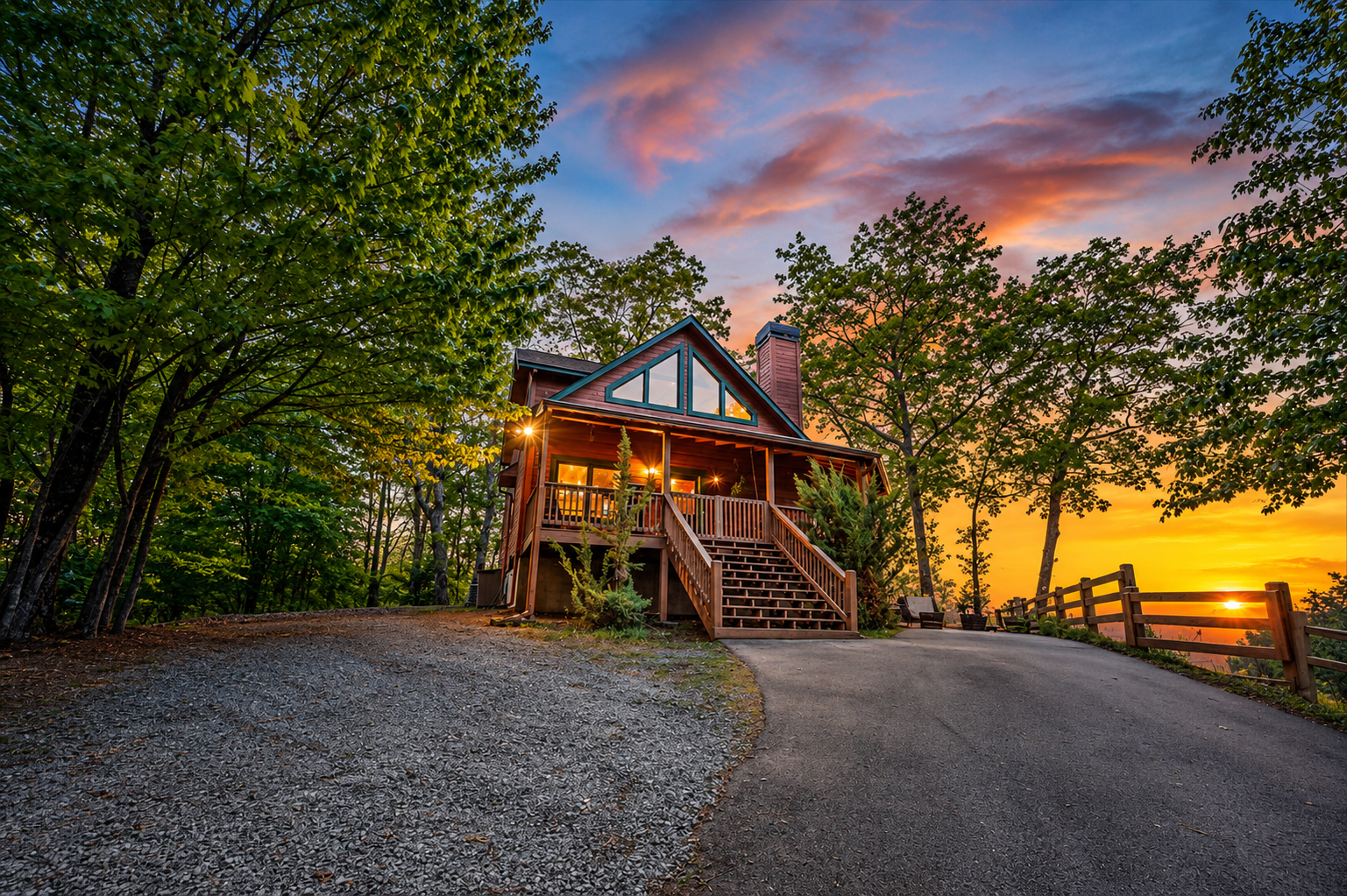 Muse's Mountain Lodge Cabin with a mountain view in the background.