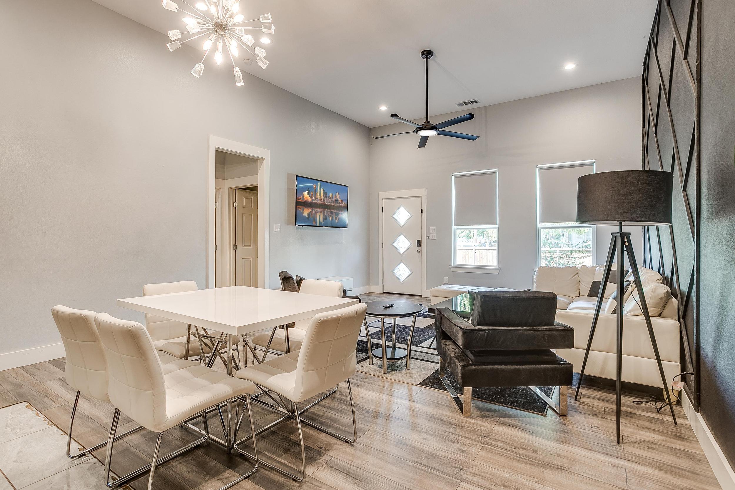 Living + dining area ready for everything from family dinners to Netflix binges.