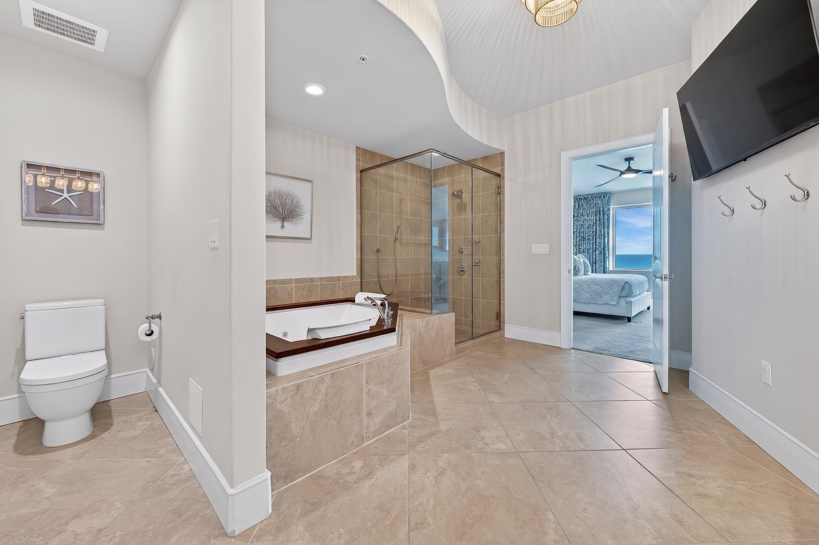 Master bathroom, shower, jetted jacuzzi tub
