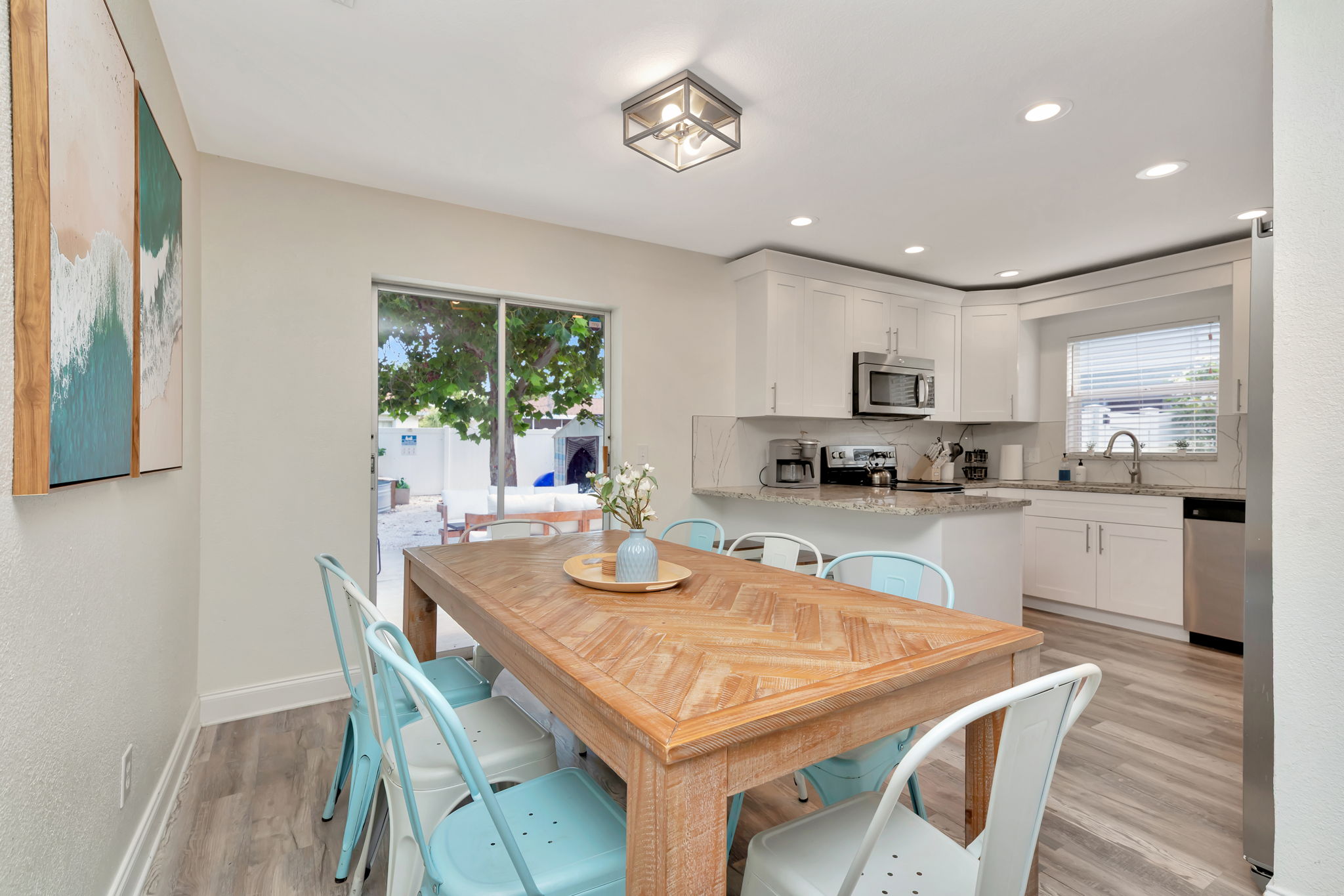 Open Kitchen and Dining room with seating for 6 + 2