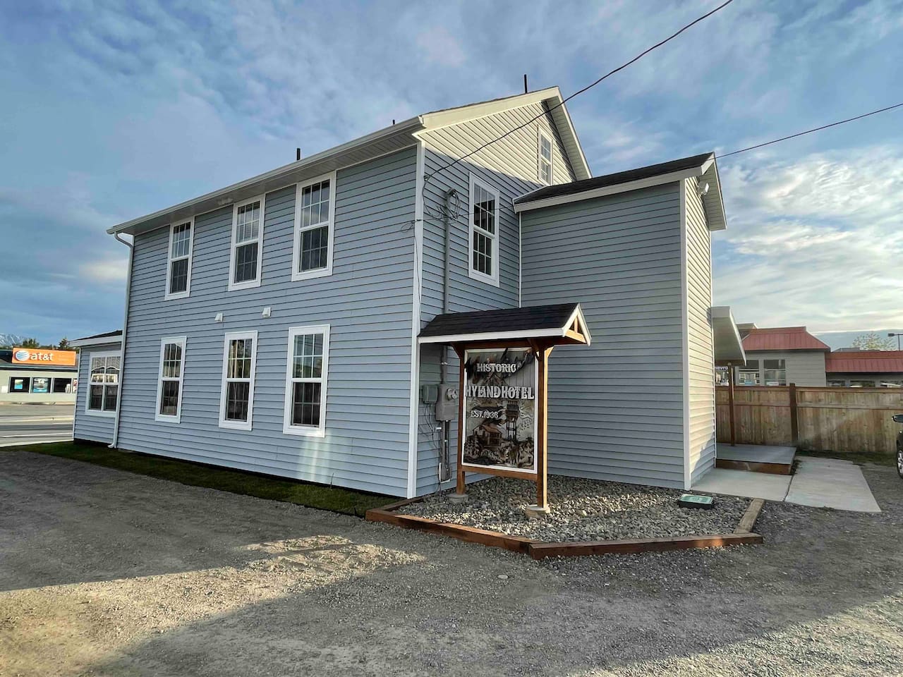 Rear view of the Hyland Hotel building