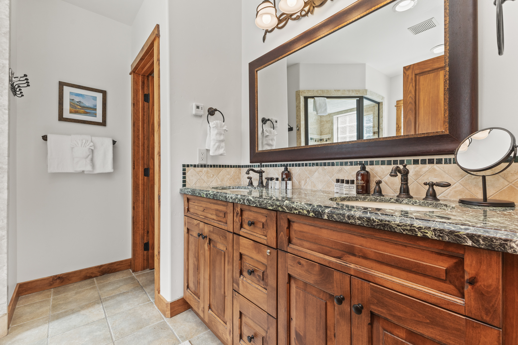 Top Level - Ensuite Bathroom 1 with Dual Sinks & Water Closet