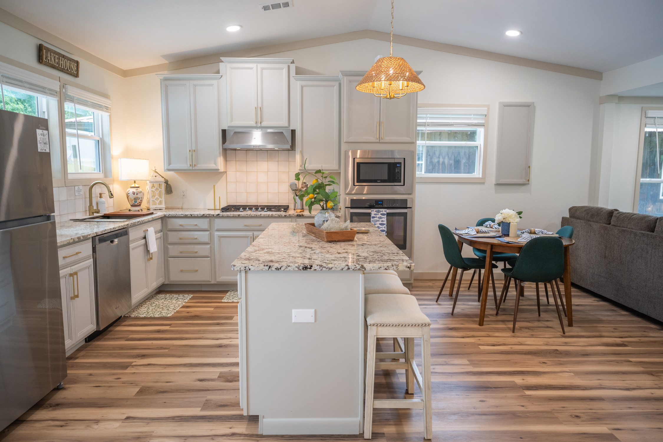 Open concept kitchen/dining and living space
