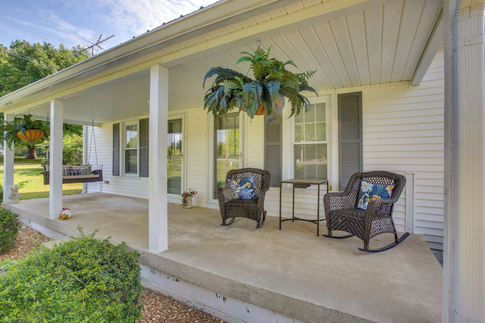 Great farmhouse porch with seating