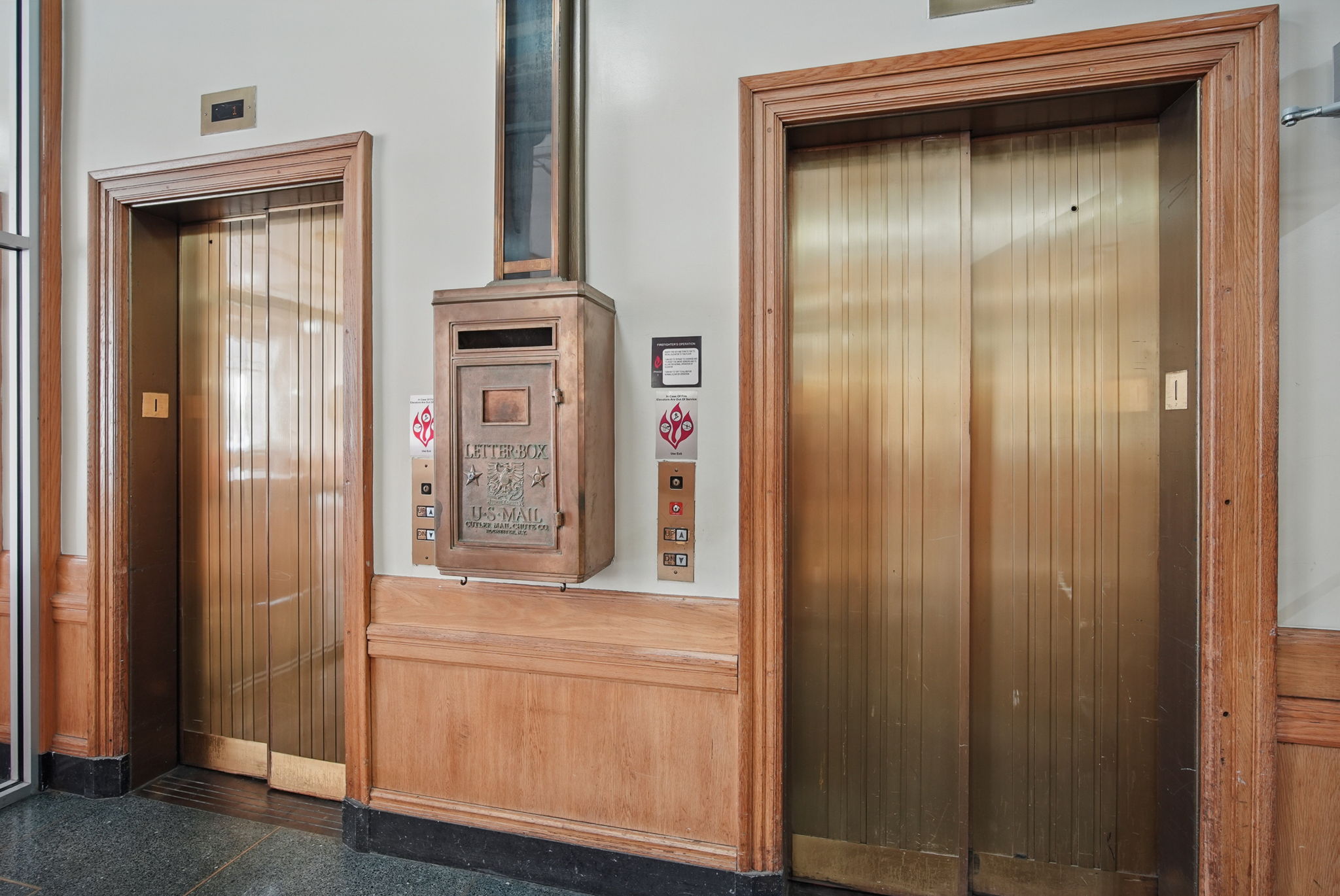 Ride the original brass elevators and discover the historic mail chute—an authentic touch from the Kirkwood’s storied past. These small details bring the building’s history to life throughout