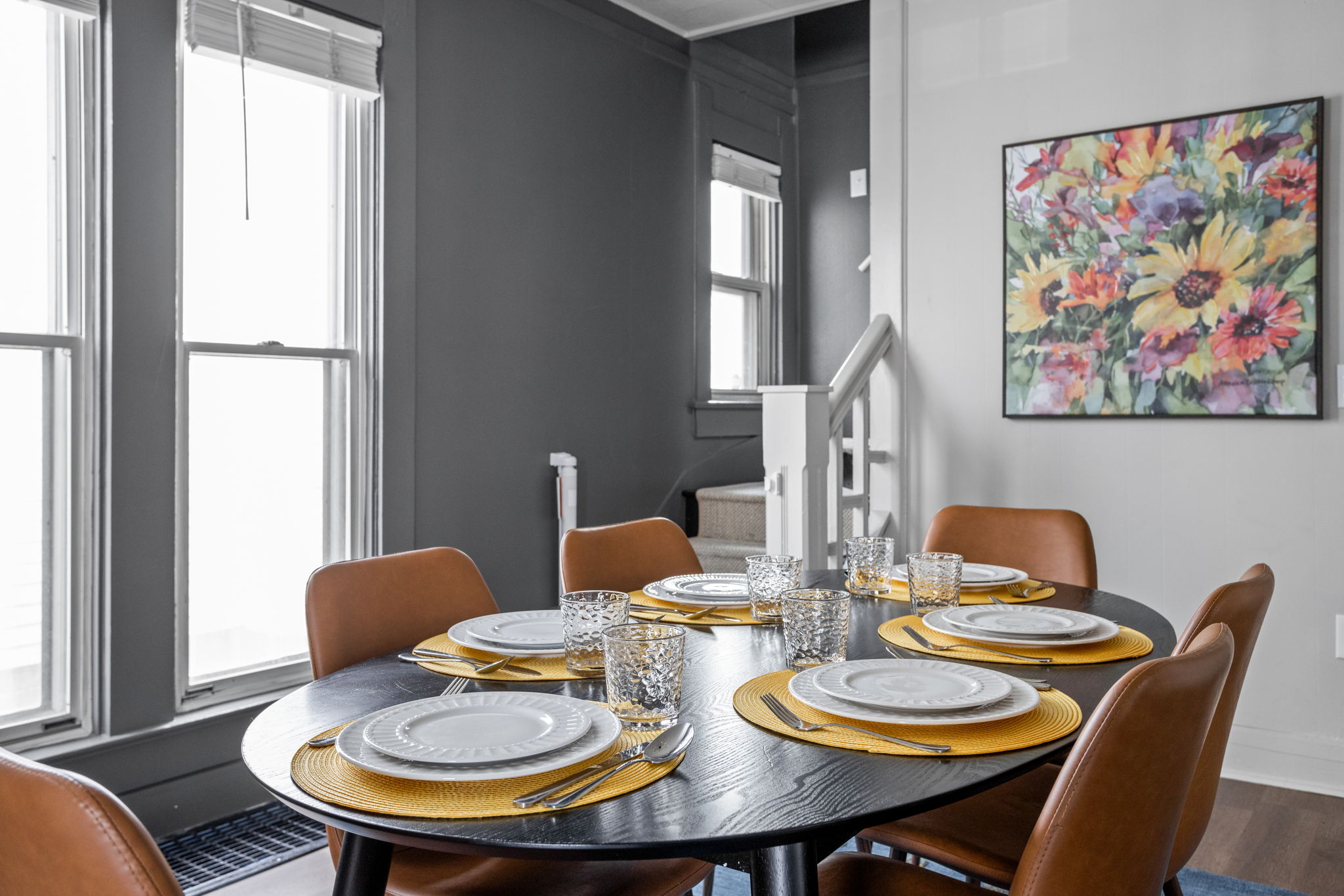 Enjoy a feast with our full dining set up for 6.