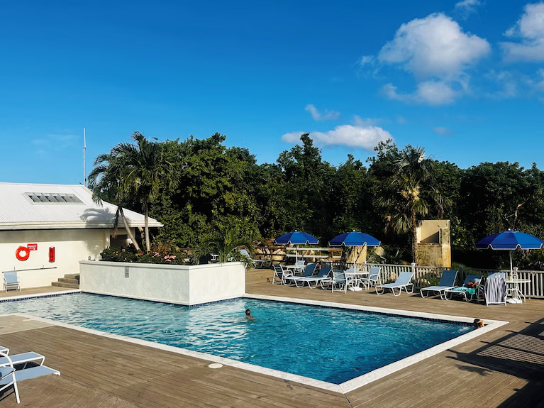 Our beautiful, big pool to cool off in - check out that huge patio area!!