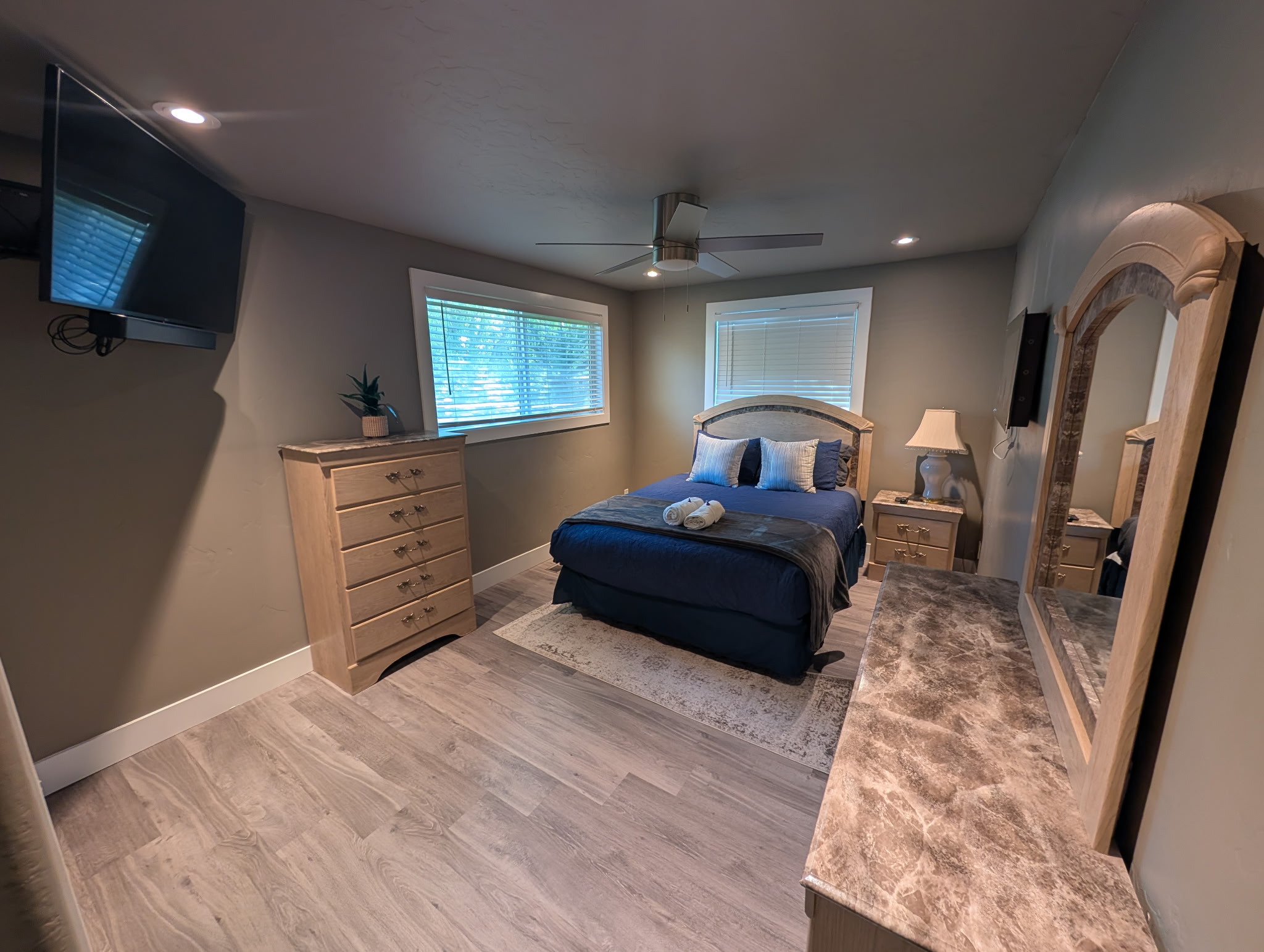 This bedroom is extra large