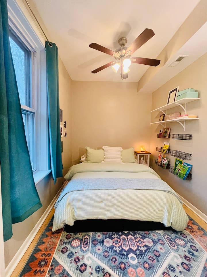 Peaceful bedroom designed for comfort and relaxation.