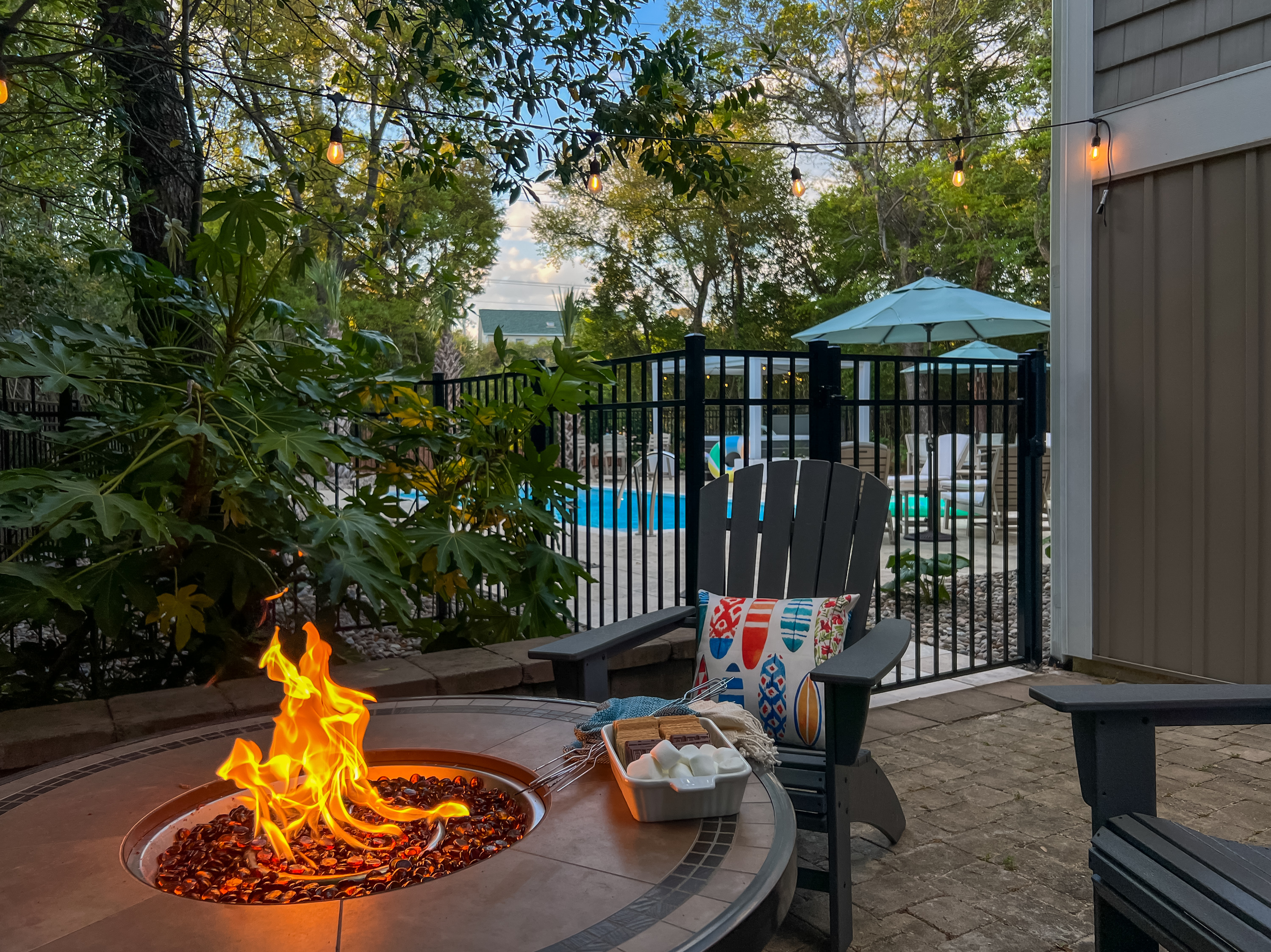 And every perfect day can end under the lights at the fire pit!