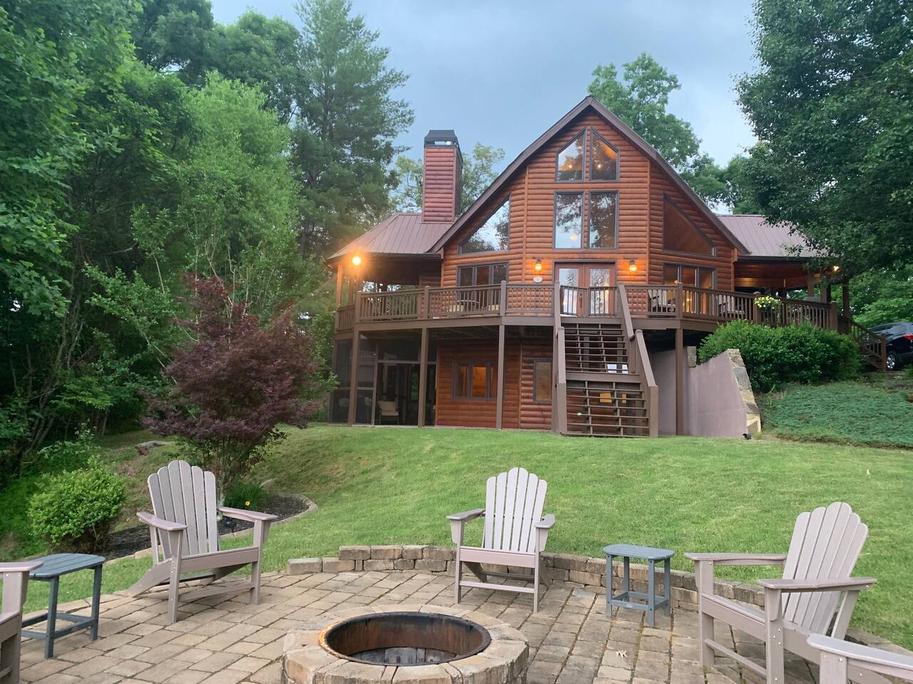 View of cabin looking from the fire pit.