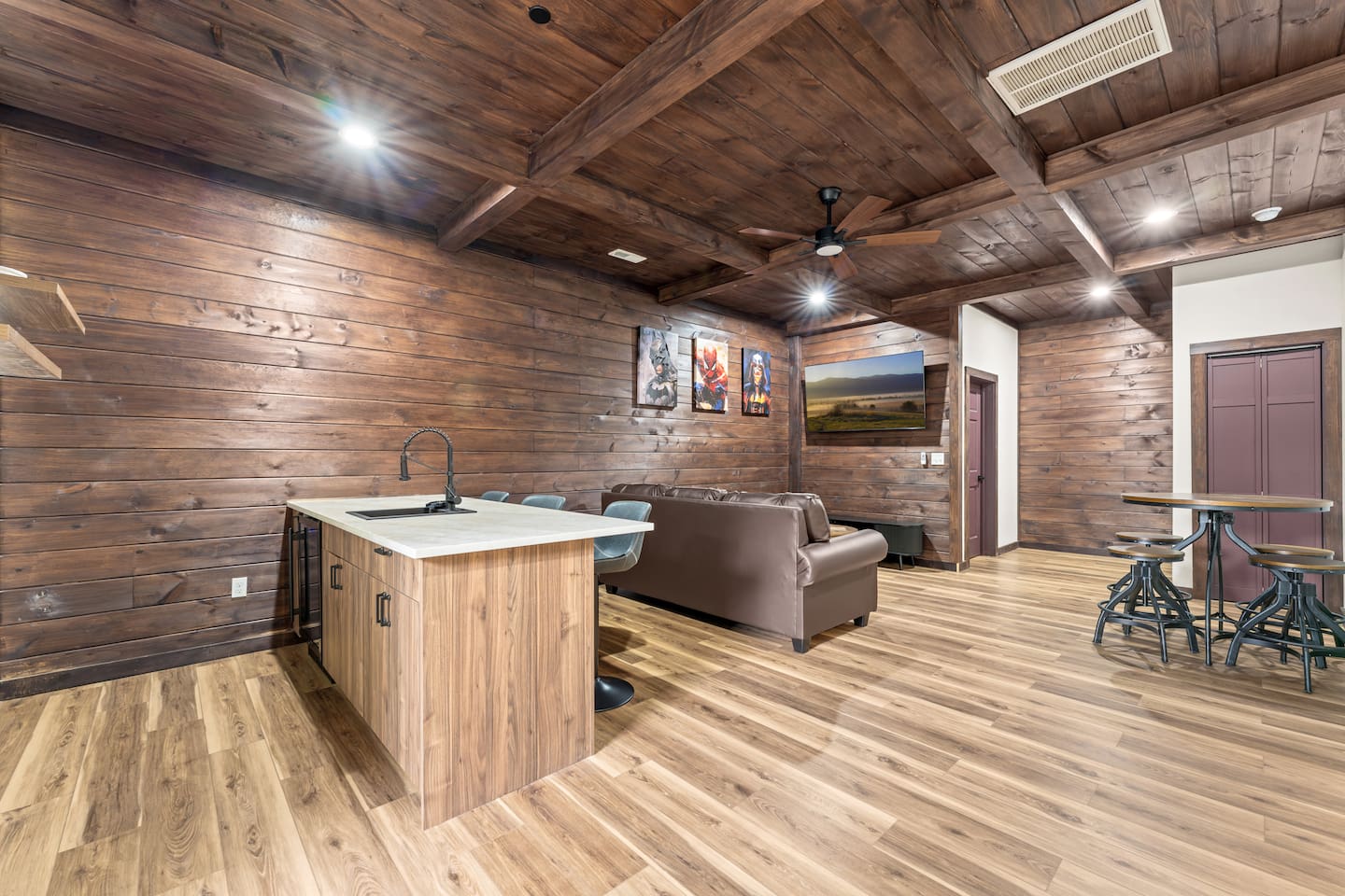 movie room featuring a fully functioning wet bar