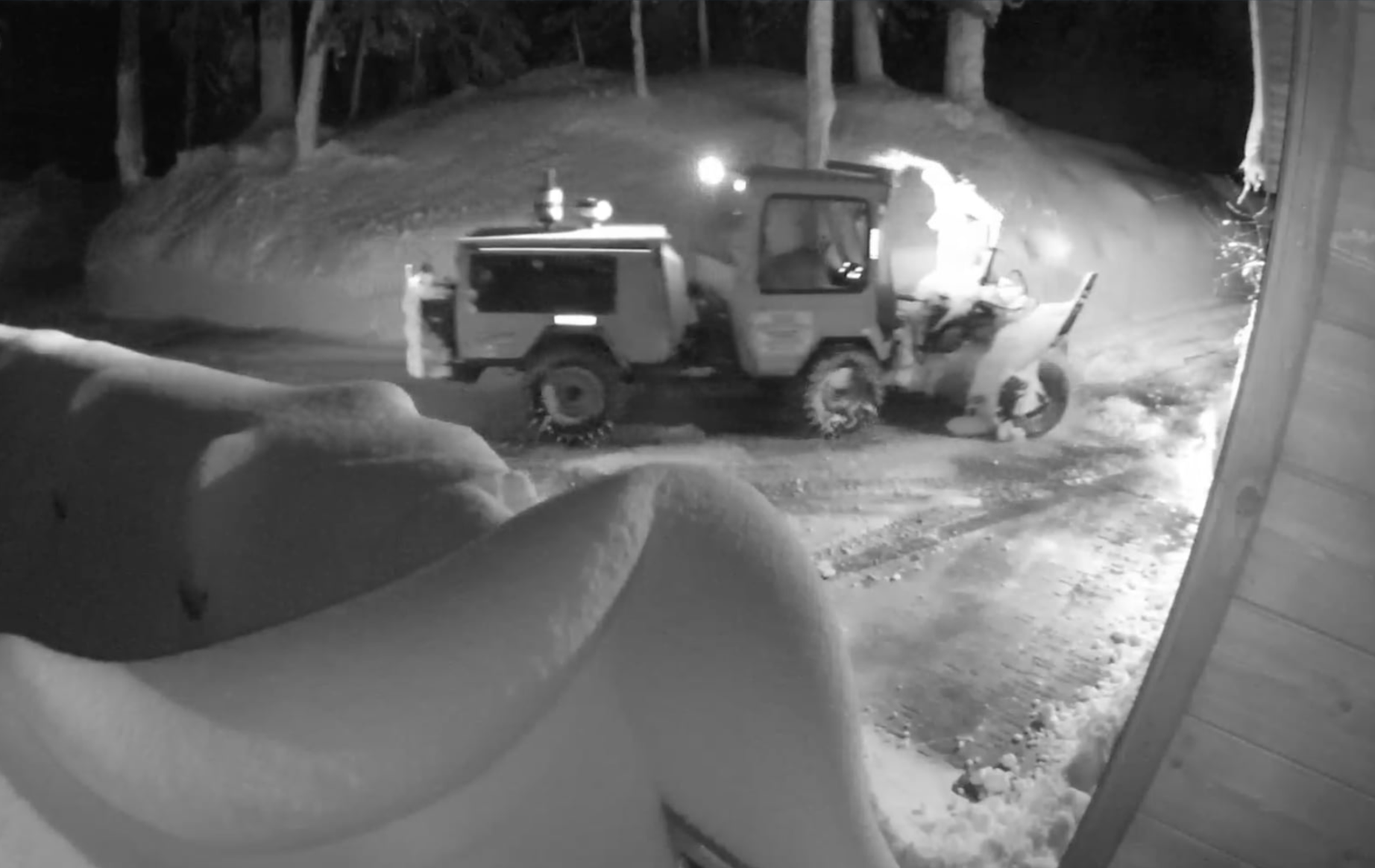 Feb 20, 2026 - Several feet of snow. Driveway is relatively flat and is a semi-circle you can pull in and through along with a 2 car garage. Shoveling berm in front of garage will be needed for garage access. Local roads challenging to navigate. 4WD vital.